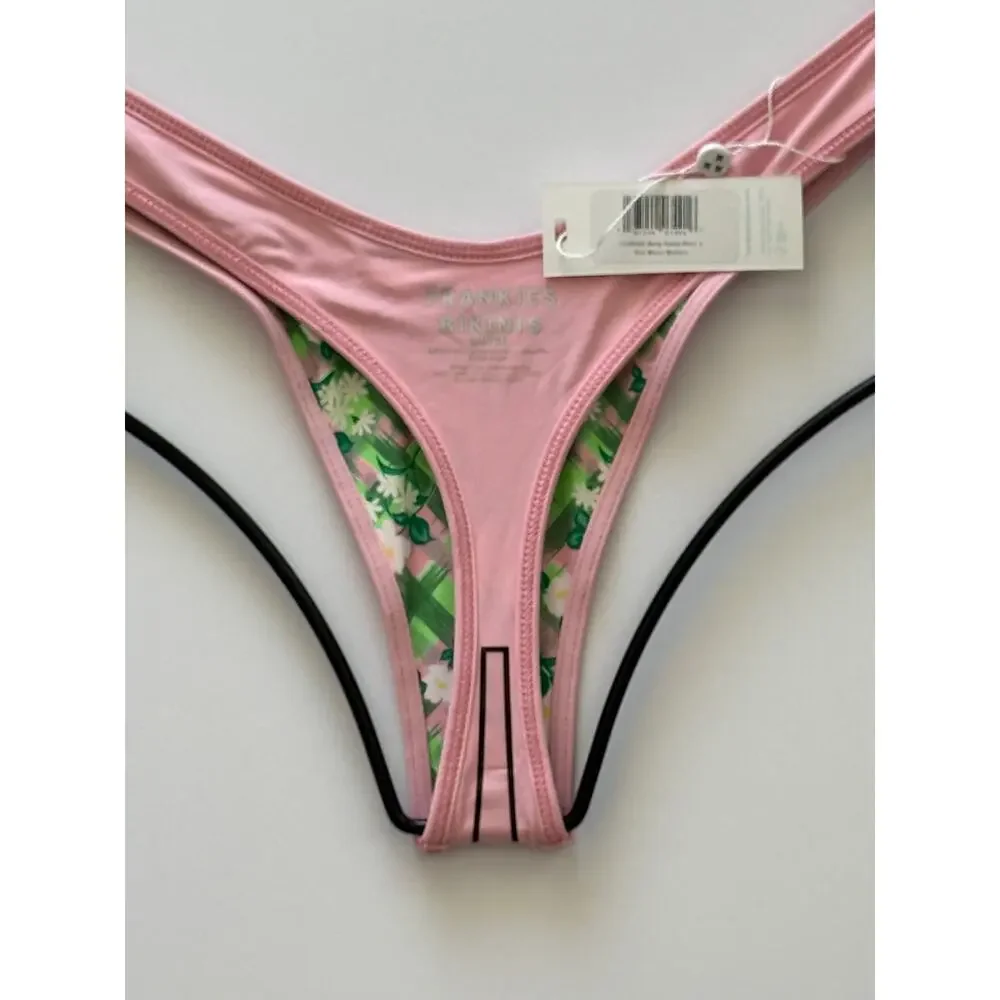 NWT Frankies Bikinis Full Moon Plaid Micro Bikini Bottom Baby Daisy Large NWT
